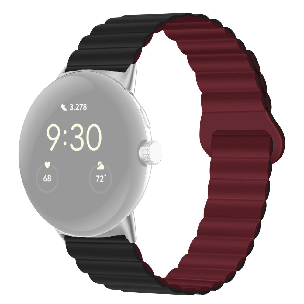 For Google Pixel Watch 2 Pixel Watch Dual-Color Silicone Replacement Strap 20mm Adjustable Magnetic Closure Watch Band For Google Pixel Watch 2 Pixel Watch Dual-Color Silicone Replacement Strap 20mm Adjustable Magnetic Closure Watch Band